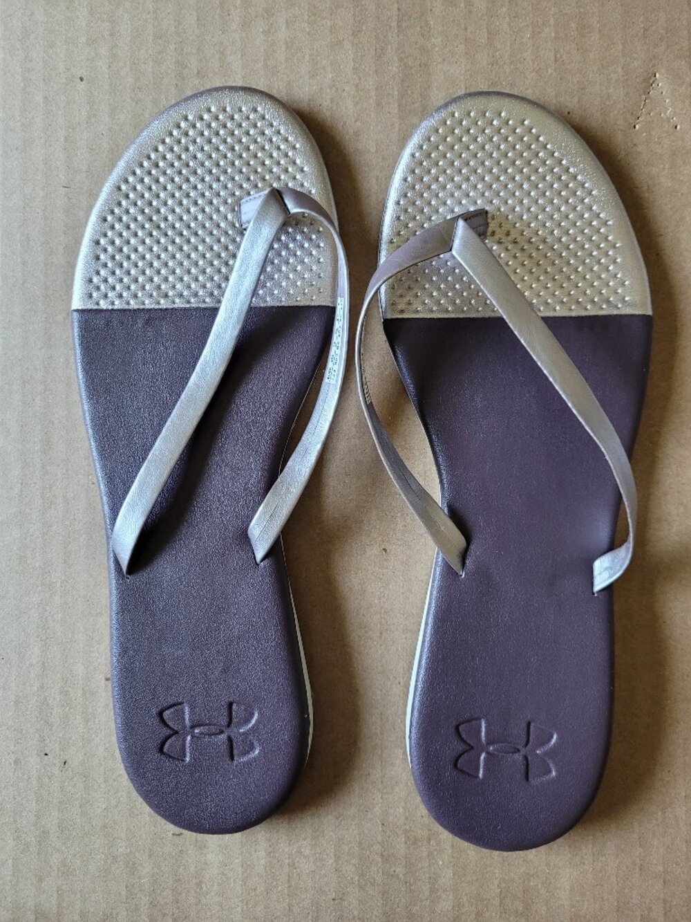 Under Armour Women's UA Lakeshore Drive II Flip Flop Silver/Brown Size 8